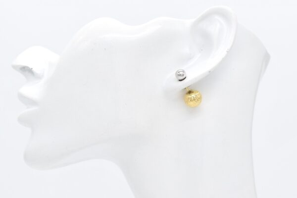 18K Two-Tone De Roscas Ball Stud Earrings - Image 2