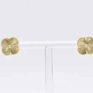 18K YG Clover Earrings 12mm