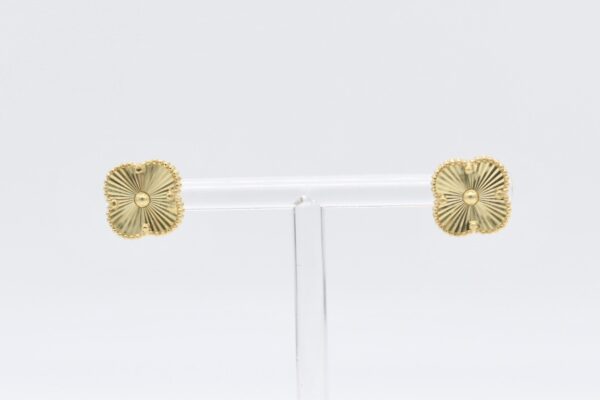18K YG Clover Earrings 12mm