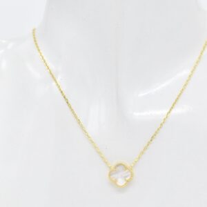 18K Centered MOP Clover Necklace 12mm