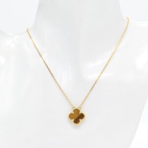 18K Tiger-Eye Clover Necklace