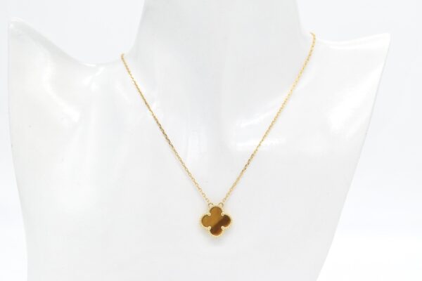 18K Tiger-Eye Clover Necklace