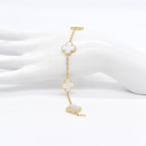 18K 5 Motif White MOP Clover Bracelet