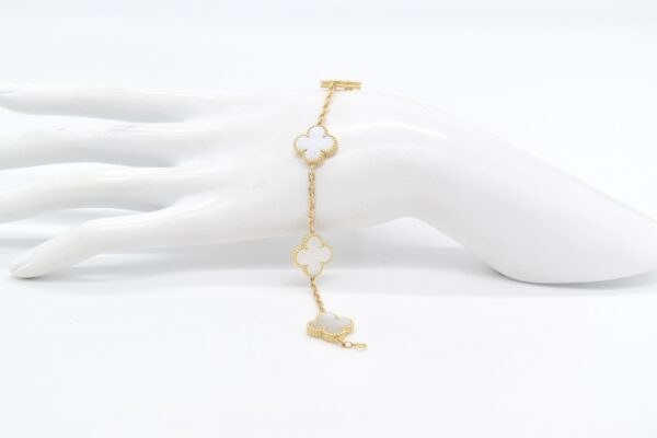 18K 5 Motif White MOP Clover Bracelet - Image 2