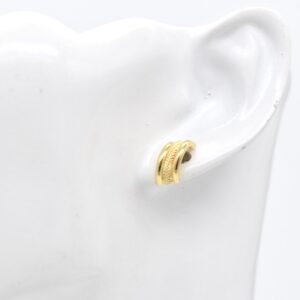18K Half Three-Layered Stud Earrings