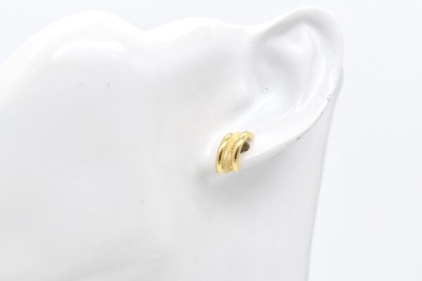 18K Half Three-Layered Stud Earrings