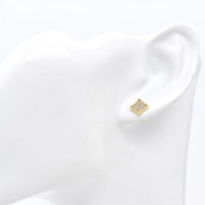 18K Square Stud Earrings with CZ Stones