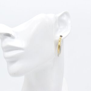 18K Two Tone Twirl Hoops Earrings
