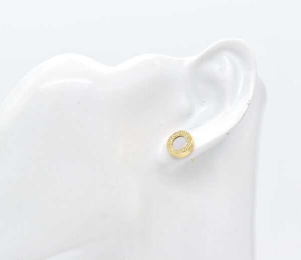 18K White B-Inspired Stud Earrings - Image 3