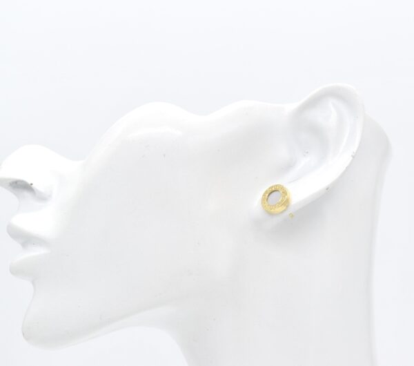 18K White B-Inspired Stud Earrings - Image 2