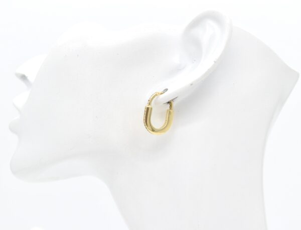 18K T-Lock Hoop Earrings with CZ Stones