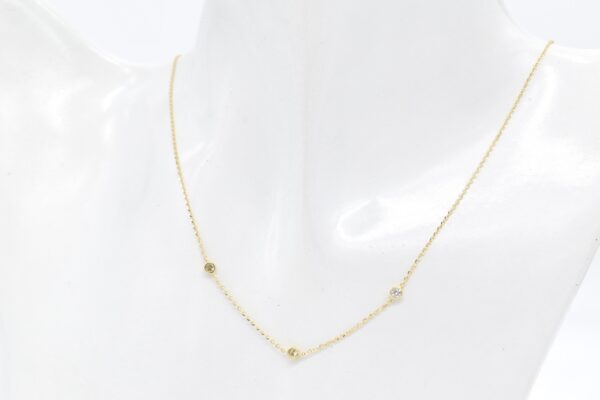 18K Three Stationed Diamond Necklace