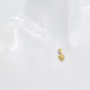 18K Yellow Gold Engraved Heart Pendant — 11 mm