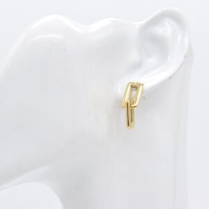 18K Yellow Gold Square Link Earrings