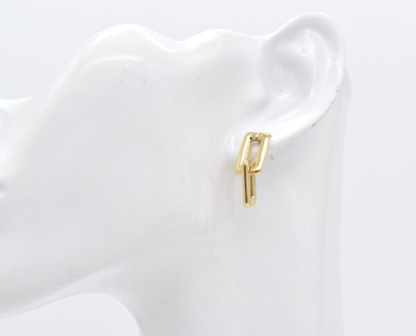 18K Yellow Gold Square Link Earrings