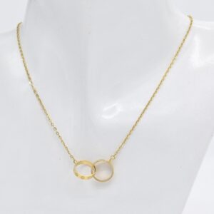 18K Yellow Gold LOVE Intertwined Necklace — locks 18–19 in