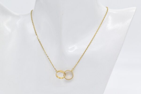18K Yellow Gold LOVE Intertwined Necklace — locks 18–19 in