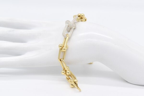 18K Yellow Gold Hardware Bracelet with CZ Stones — 8 inches