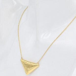 18K Yellow Gold P‑Triangle Centered Necklace — 16.5 inches