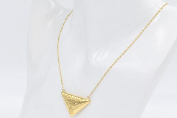 18K Yellow Gold P‑Triangle Centered Necklace — 17.5 inches