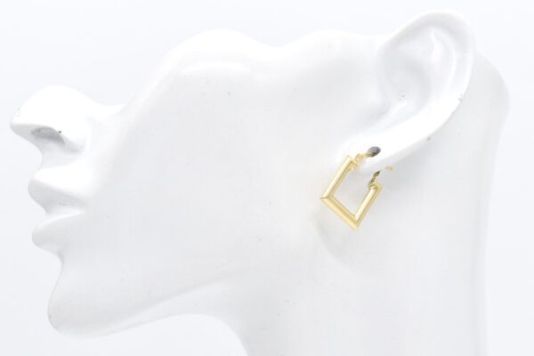 18K Yellow Gold Square Earrings — 19 mm