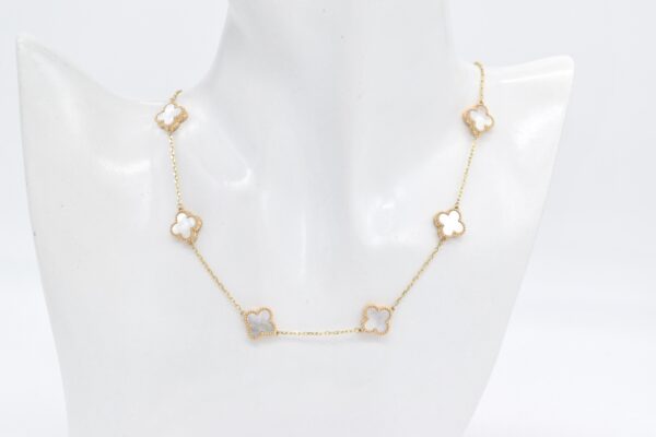18K WHITE MOP 10 CLOVER NECKLACE