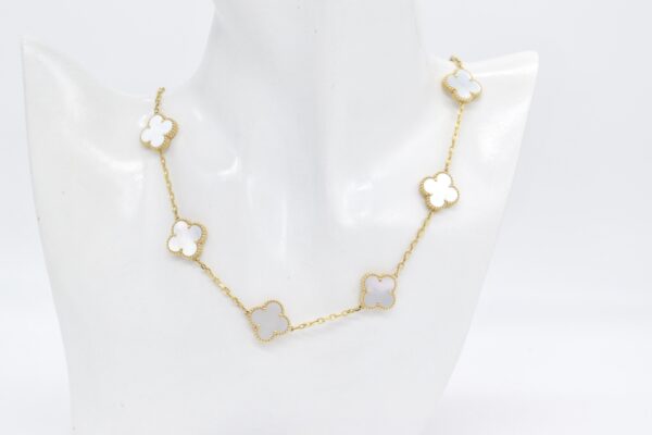 18K 10 CLOVER WHITE MOP NECKLACE