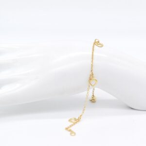 18K Yellow Gold Open-Heart Charm Bracelet — 7–7.5 inches