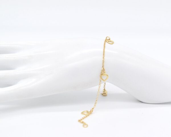 18K Yellow Gold Open-Heart Charm Bracelet — 7–7.5 inches