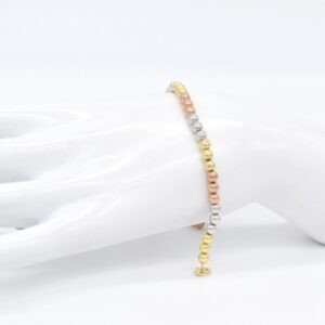 18K Tricolour Bead Bracelet — 7–7.5 inches
