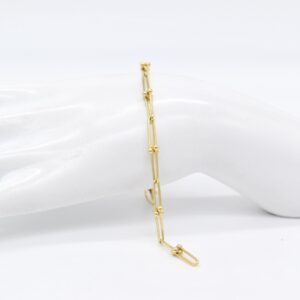 18K Yellow Gold Slim Hardware Bracelet — 7.5 inches