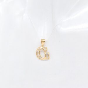 18K Yellow Gold "G" Pendant with CZ — 12 mm