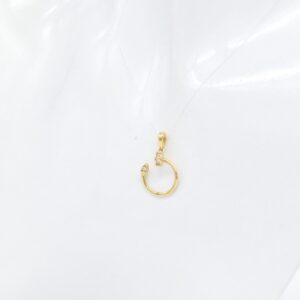 18K Yellow Gold Nail Pendant with CZ — 17 mm