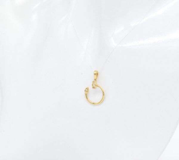 18K Yellow Gold Nail Pendant with CZ — 17 mm