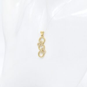18K Yellow Gold Round & CZ Heart Intertwined Pendant — 28 mm