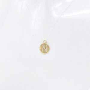 18K Yellow Gold Round "N" Pendant — 10 mm