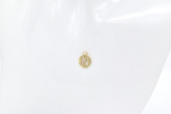 18K Yellow Gold Round "N" Pendant — 10 mm