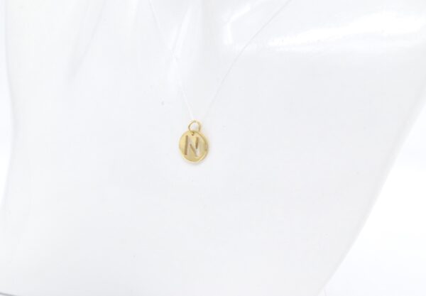 18K Yellow Gold Round "N" Pendant — 10 mm - Image 2