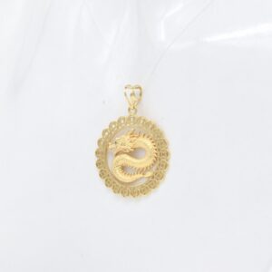 18K Yellow Gold Money-Catcher Dragon Pendant — 25 mm