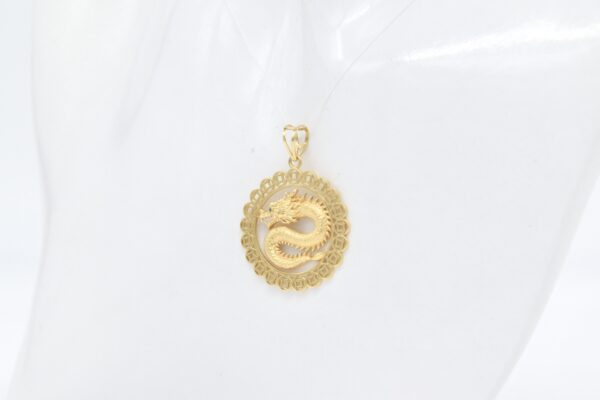 18K Yellow Gold Money-Catcher Dragon Pendant — 25 mm