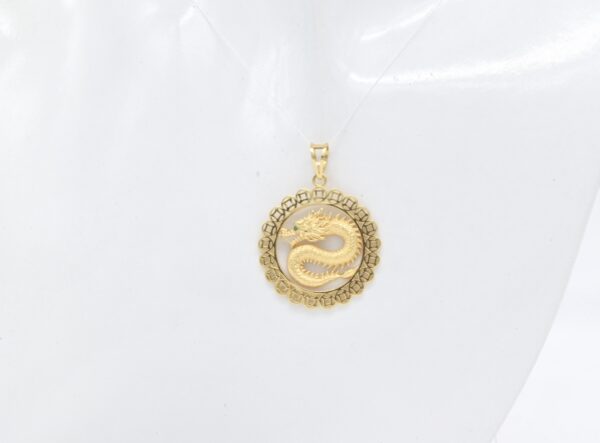 18K Yellow Gold Money-Catcher Dragon Pendant — 25 mm - Image 2