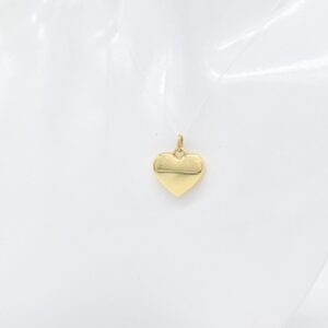 18K Yellow Gold Plain Heart Pendant — 17 mm