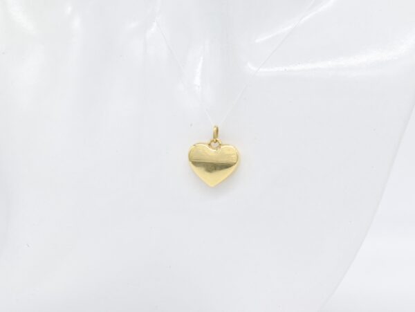 18K Yellow Gold Plain Heart Pendant — 17 mm (1.60g) - Image 2