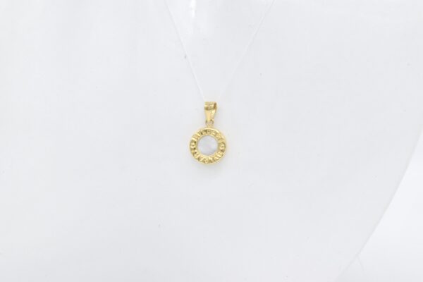 18K Yellow Gold White "B"-Inspired Pendant — 11 mm - Image 2