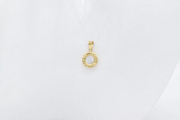 18K Yellow Gold White "B"-Inspired Pendant — 11 mm