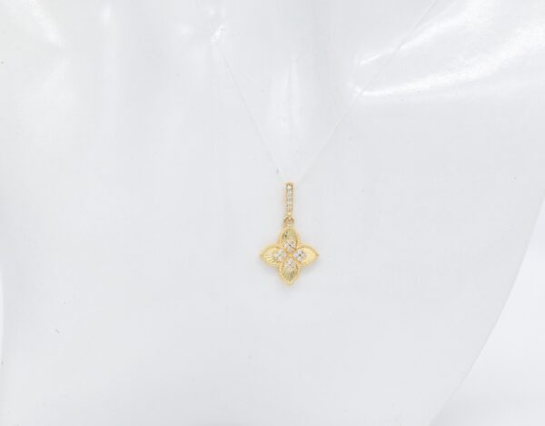 18K Yellow Gold Roberto Coin Pendant with CZ — 15 mm - Image 3