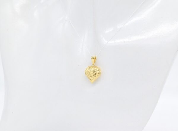 18K Yellow Gold Puff Heart Pendant — 16 mm - Image 2