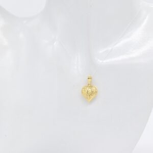 18K Yellow Gold Puff Heart Pendant — 16 mm