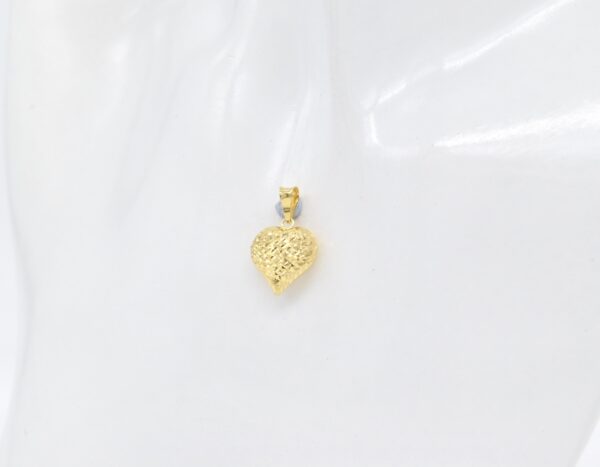 18K Yellow Gold Puff Heart Pendant — 16 mm - Image 3