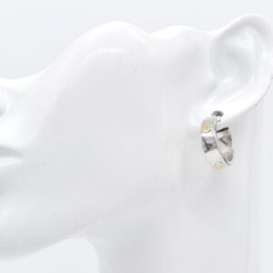 18K Two Tone Embossed Love Hoops Earrings